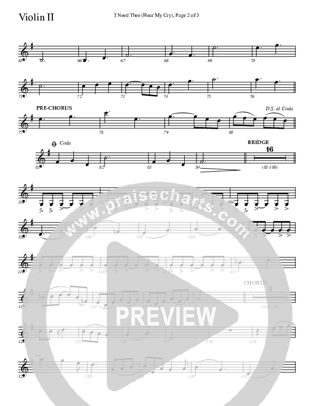 I Need Thee (Hear My Cry) Violin 2 (Charles Billingsley)