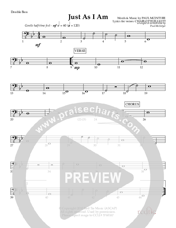 Just As I Am Double Bass (Red Tie Music)