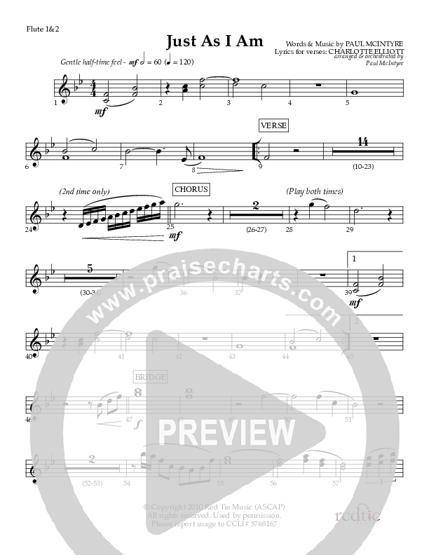 Just As I Am Flute 1/2 (Red Tie Music)