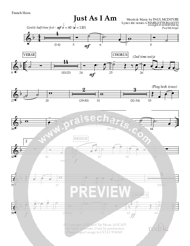 Just As I Am French Horn (Red Tie Music)