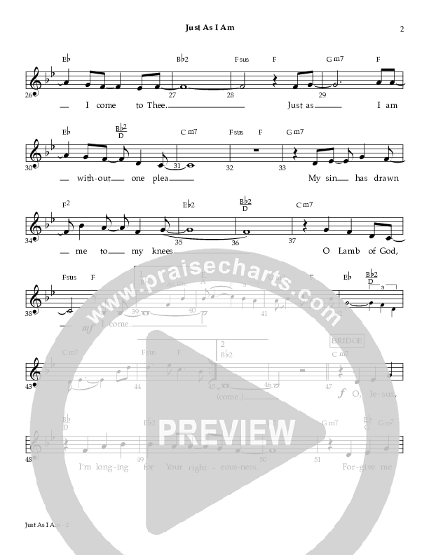 Just As I Am Lead Sheet (Red Tie Music)