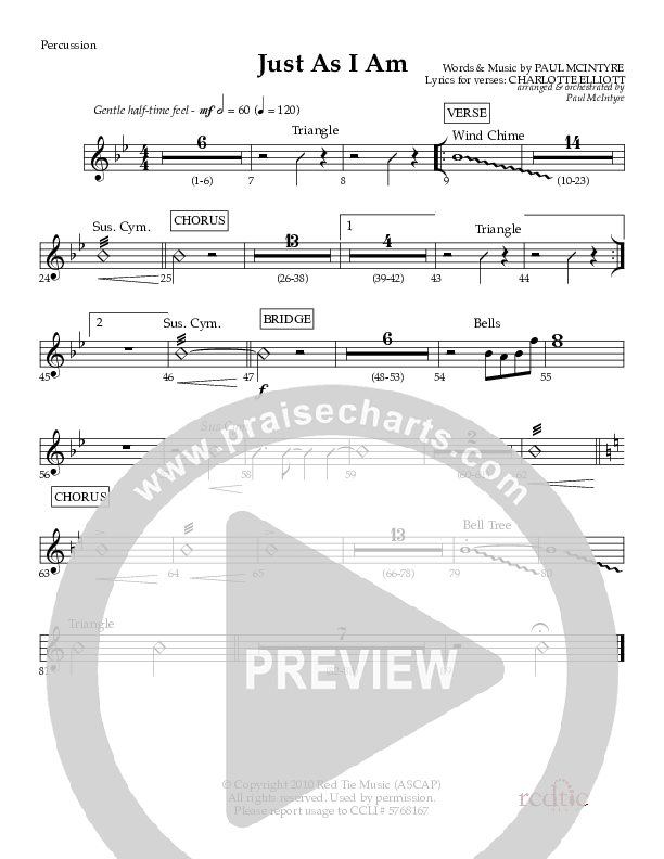 Just As I Am Percussion (Red Tie Music)