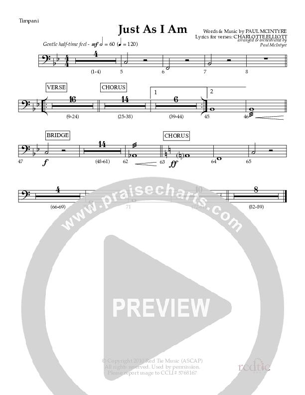 Just As I Am Timpani (Red Tie Music)