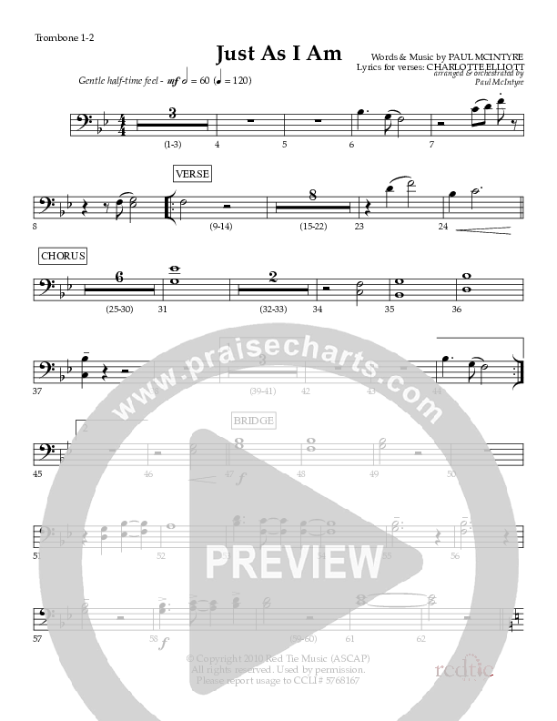 Just As I Am Trombone 1/2 (Red Tie Music)