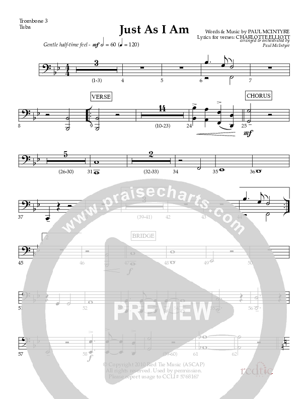Just As I Am Trombone 3/Tuba (Red Tie Music)