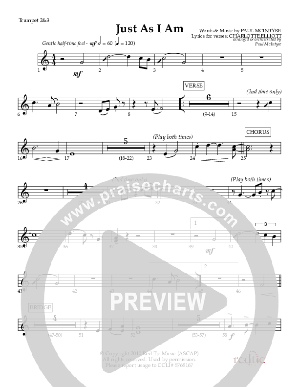 Just As I Am Trumpet 2/3 (Red Tie Music)
