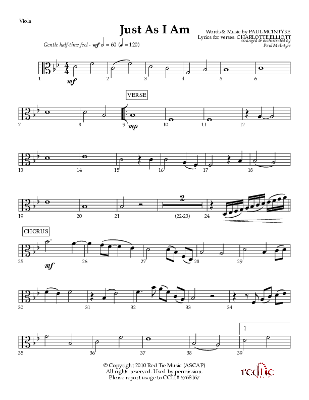 Just As I Am Viola (Red Tie Music)