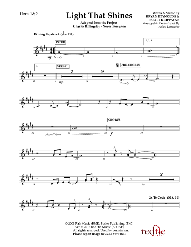 Light That Shines French Horn 1/2 (Charles Billingsley / Red Tie Music)