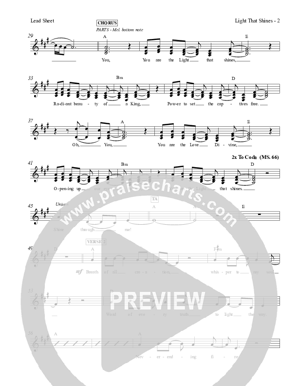 Light That Shines Lead Sheet (Charles Billingsley / Red Tie Music)