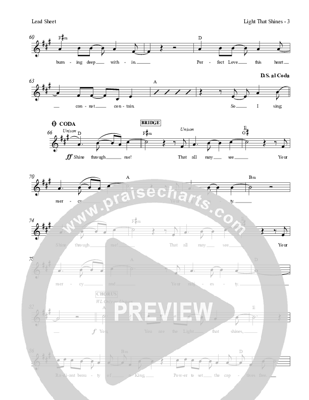 Light That Shines Lead Sheet (Charles Billingsley / Red Tie Music)