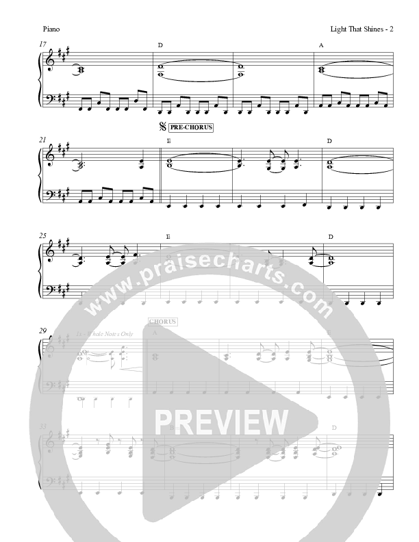 Light That Shines Piano Sheet (Charles Billingsley / Red Tie Music)