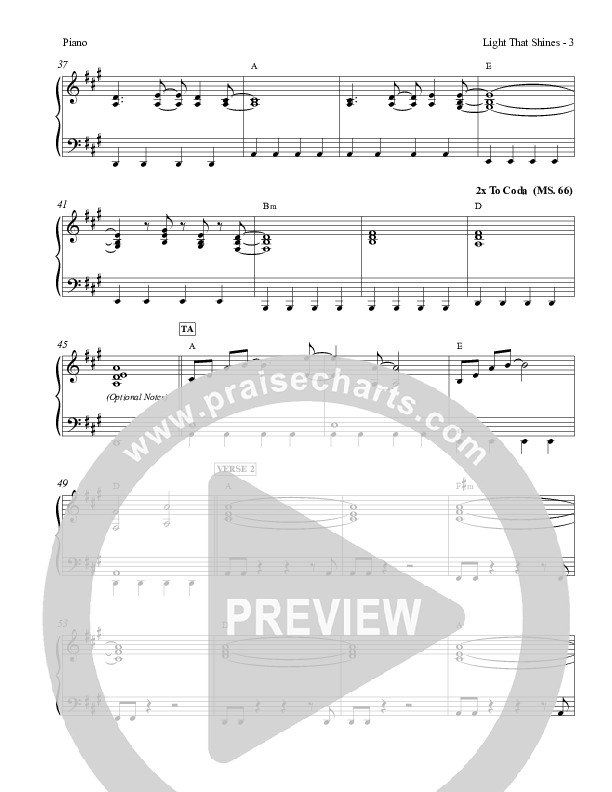 Light That Shines Piano Sheet (Charles Billingsley / Red Tie Music)