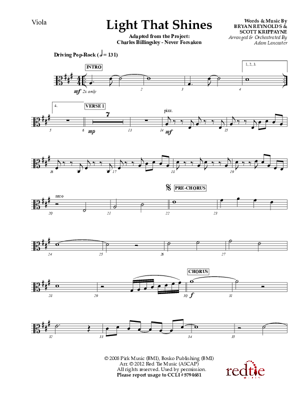 Light That Shines Viola (Charles Billingsley / Red Tie Music)