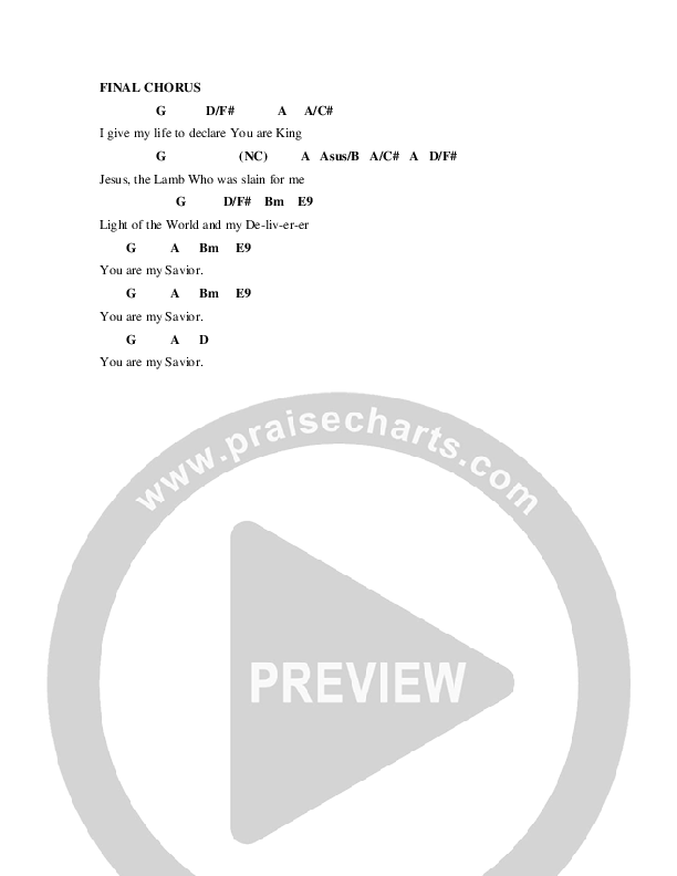 Savior Chords & Lyrics (Charles Billingsley / Red Tie Music)