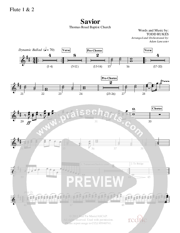 Savior Flute 1/2 (Charles Billingsley / Red Tie Music)