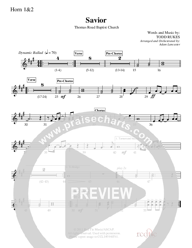 Savior French Horn 1/2 (Charles Billingsley / Red Tie Music)
