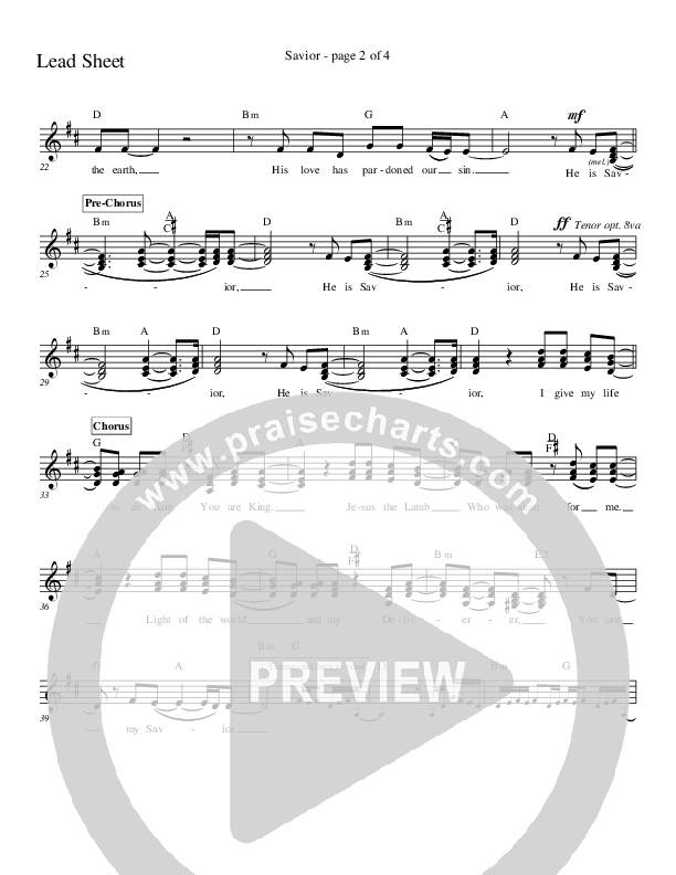 Savior Lead Sheet (Charles Billingsley / Red Tie Music)
