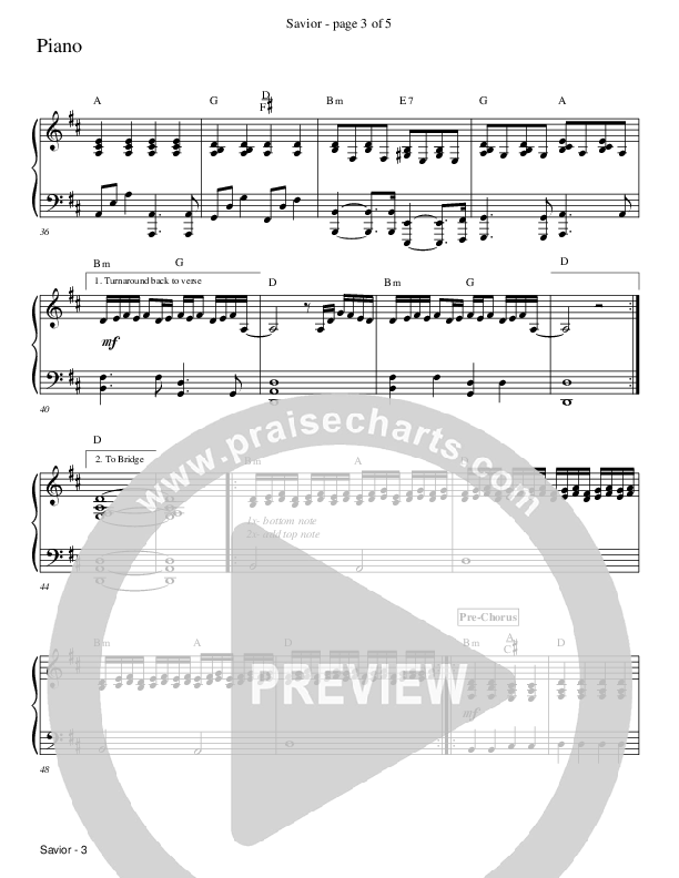 Savior Piano Sheet (Charles Billingsley / Red Tie Music)