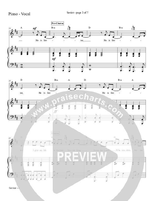 Savior Piano/Vocal & Lead (Charles Billingsley / Red Tie Music)