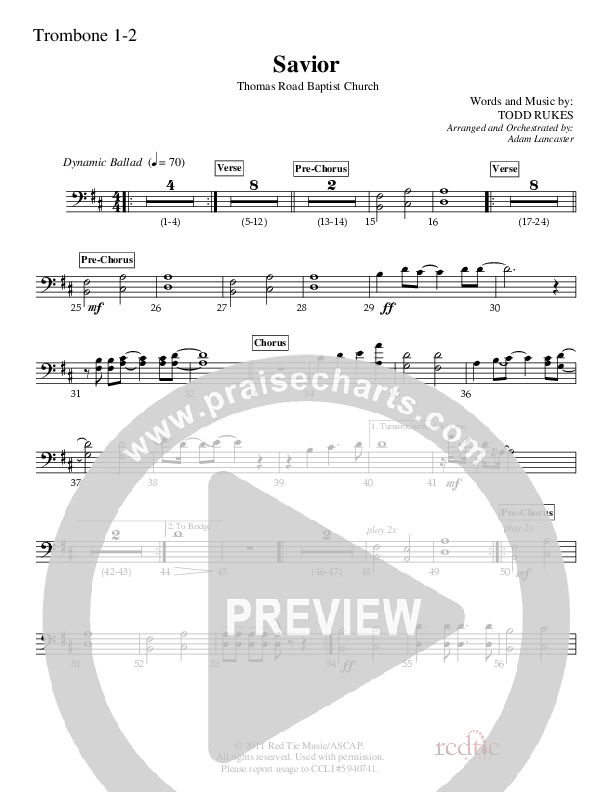 Savior Trombone 1/2 (Charles Billingsley / Red Tie Music)