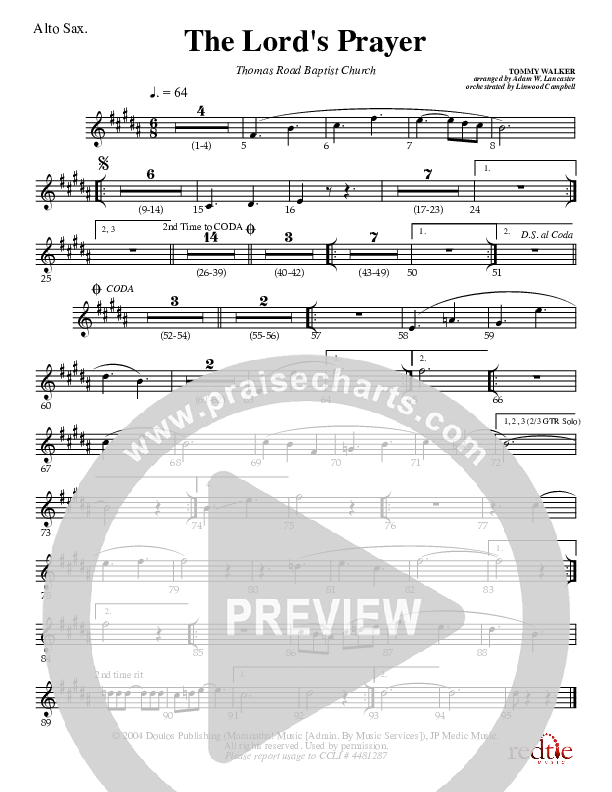 The Lord's Prayer Alto Sax (Charles Billingsley)