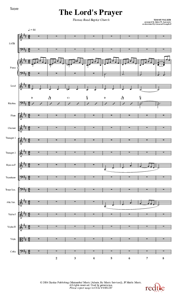 The Lord's Prayer Conductor's Score (Charles Billingsley)