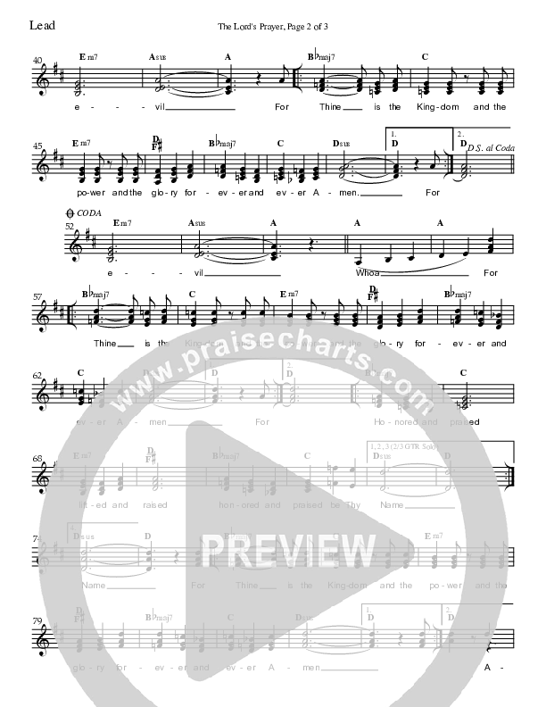 The Lord's Prayer Lead Sheet (Charles Billingsley)