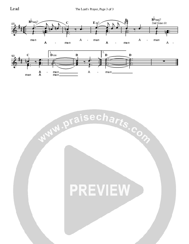 The Lord's Prayer Lead Sheet (Charles Billingsley)