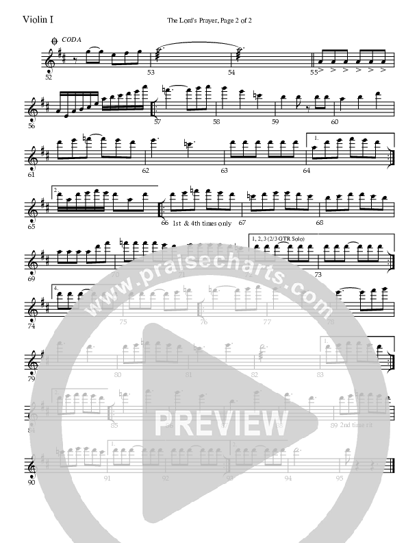 The Lord's Prayer Violin 1 (Charles Billingsley)