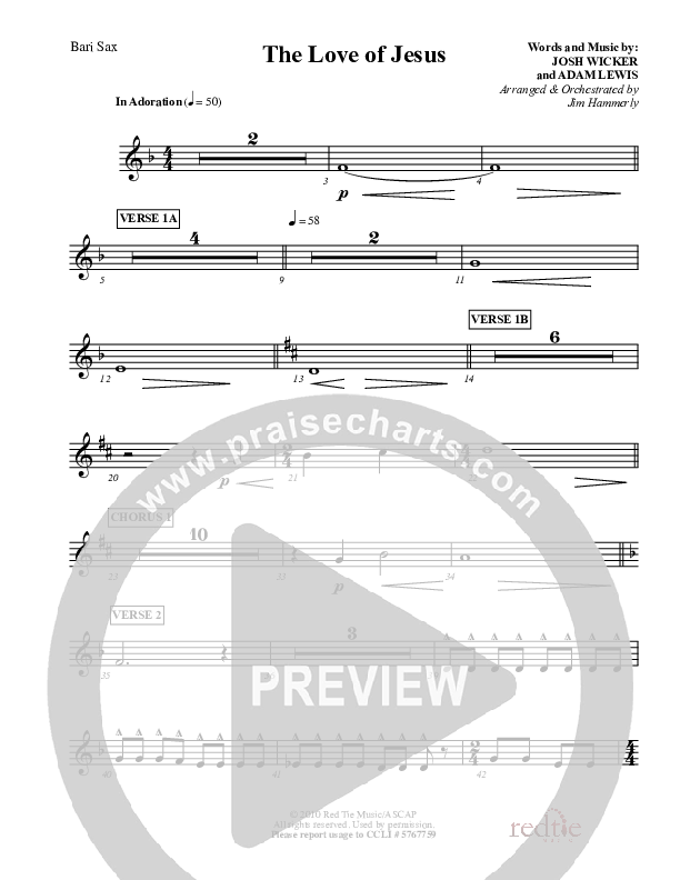 The Love Of Jesus Bari Sax (LU Praise / Red Tie Music)