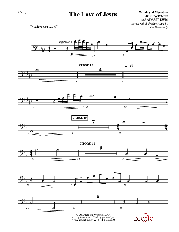 The Love Of Jesus Cello (LU Praise / Red Tie Music)