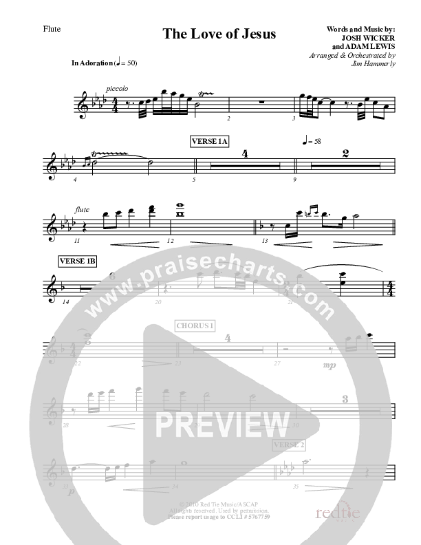 The Love Of Jesus Flute (LU Praise / Red Tie Music)