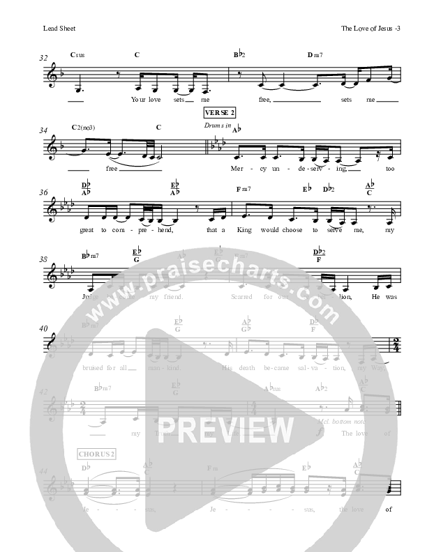 The Love Of Jesus Lead Sheet (LU Praise / Red Tie Music)