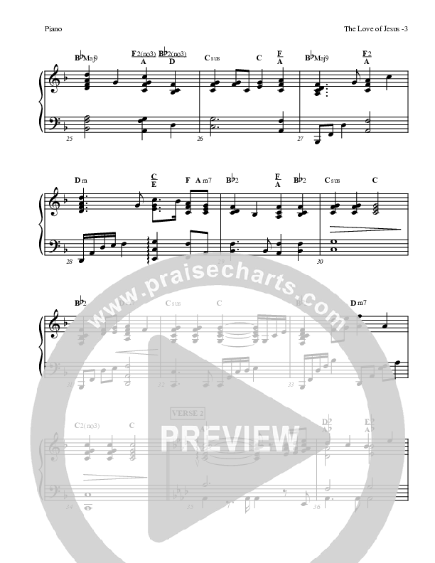 The Love Of Jesus Piano Sheet (LU Praise / Red Tie Music)