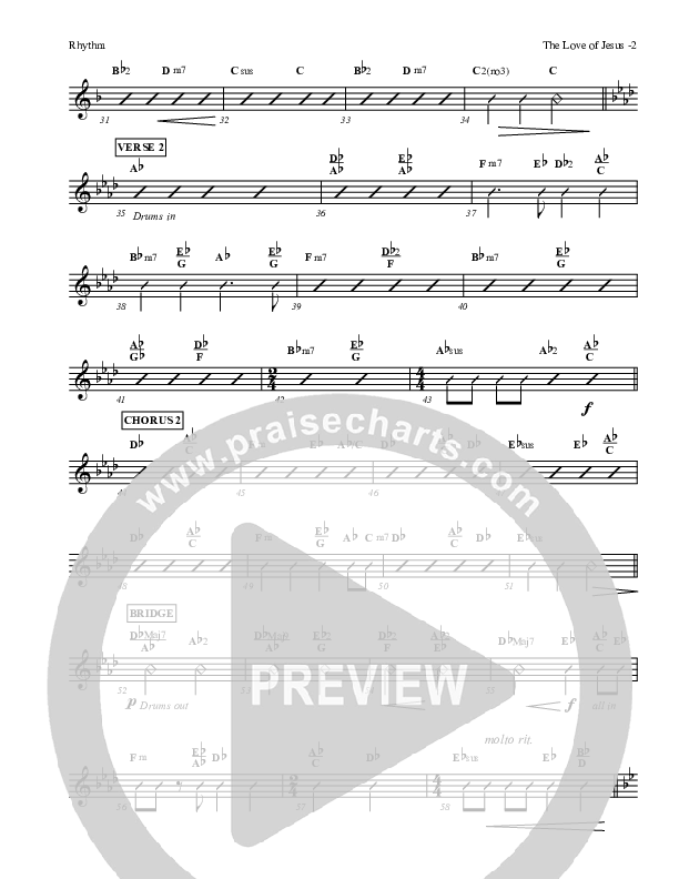 The Love Of Jesus Rhythm Chart (LU Praise / Red Tie Music)