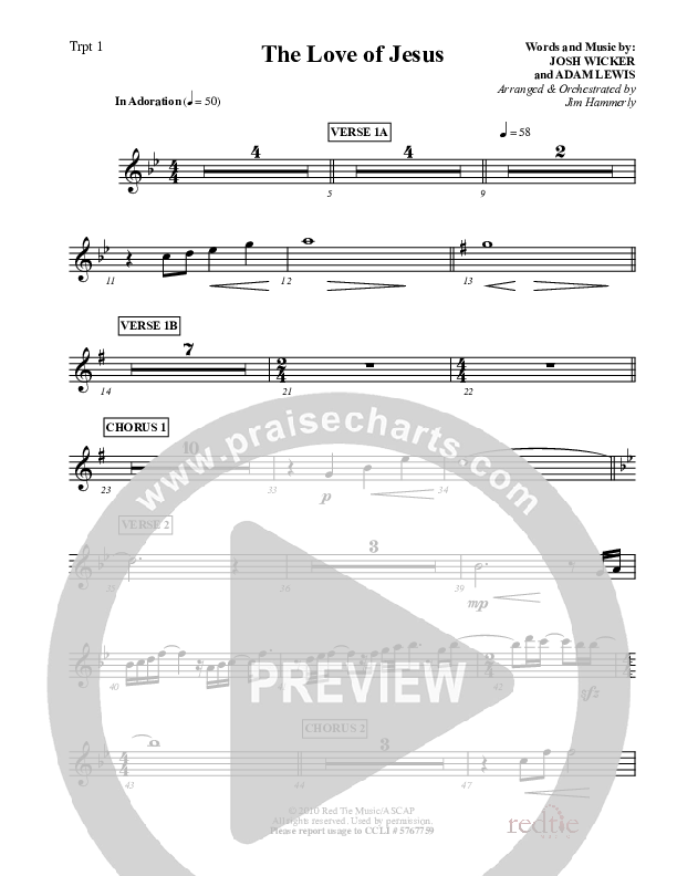 The Love Of Jesus Trumpet 1 (LU Praise / Red Tie Music)