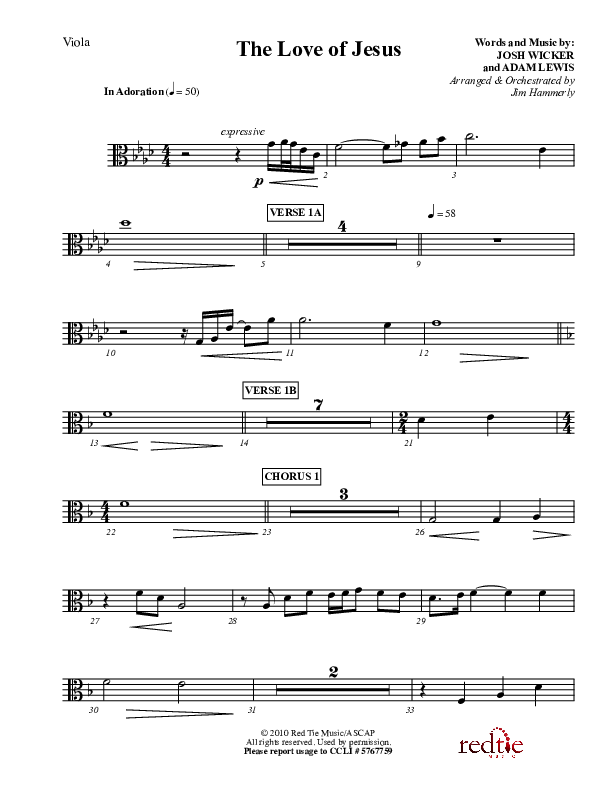 The Love Of Jesus Viola (LU Praise / Red Tie Music)