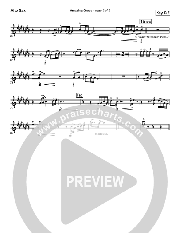 Amazing Grace Alto Sax (PraiseCharts Band / Arr. Daniel Galbraith)