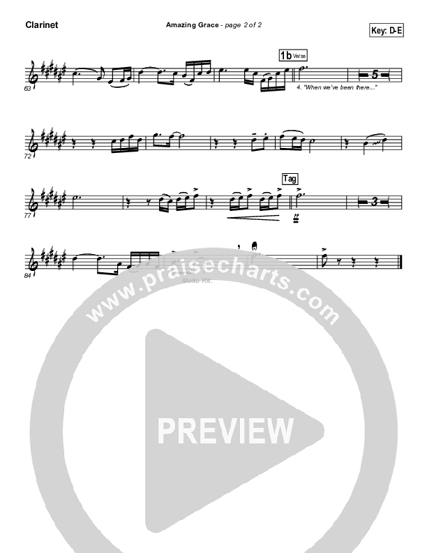 Amazing Grace Clarinet (PraiseCharts Band / Arr. Daniel Galbraith)