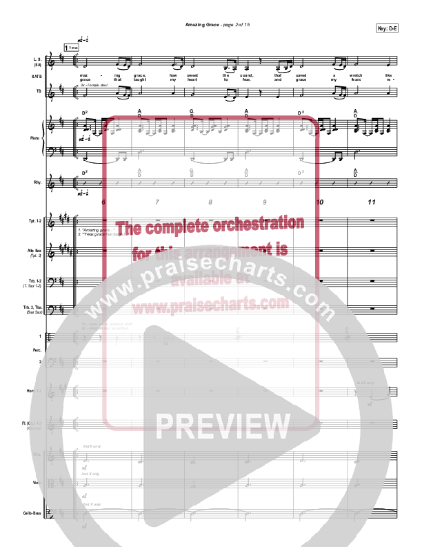 Amazing Grace Conductor's Score (PraiseCharts Band / Arr. Daniel Galbraith)