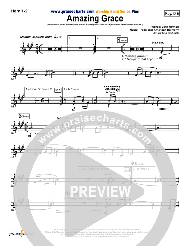 Amazing Grace Brass Pack (PraiseCharts Band / Arr. Daniel Galbraith)