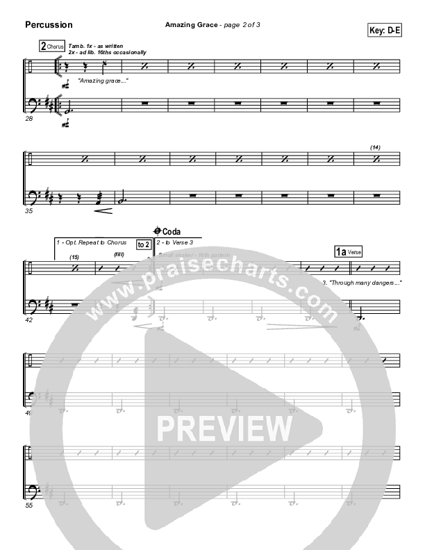 Amazing Grace Percussion (PraiseCharts Band / Arr. Daniel Galbraith)