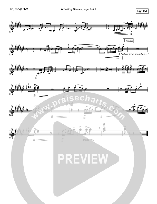 Amazing Grace Trumpet 1,2 (PraiseCharts Band / Arr. Daniel Galbraith)