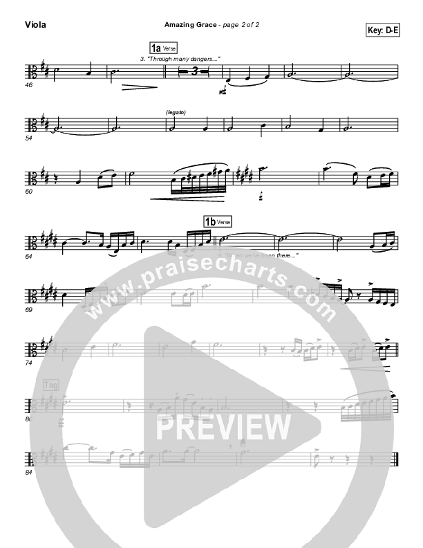 Amazing Grace Viola (PraiseCharts Band / Arr. Daniel Galbraith)