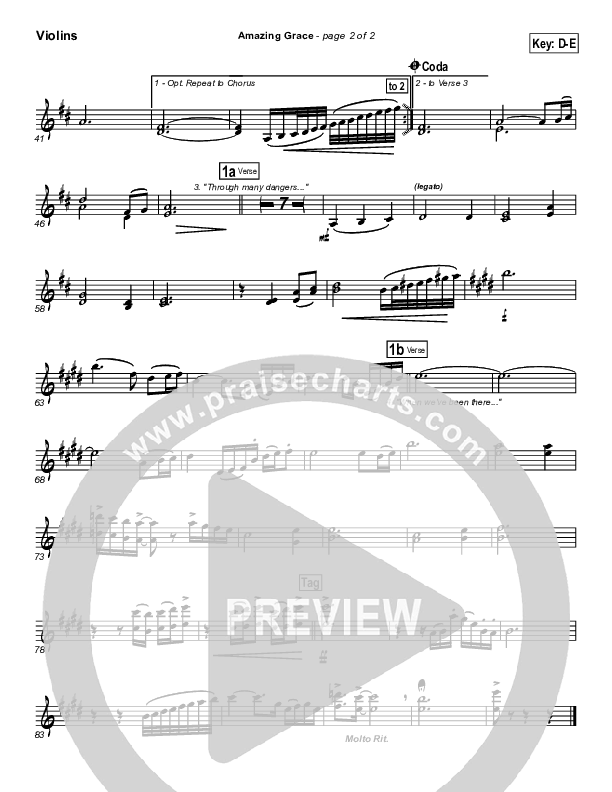 Amazing Grace Violins (PraiseCharts Band / Arr. Daniel Galbraith)