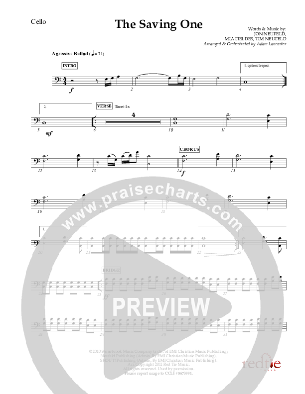 The Saving One Cello (Charles Billingsley / Red Tie Music)