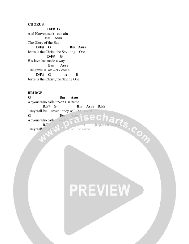 The Saving One Chord Chart (Charles Billingsley / Red Tie Music)
