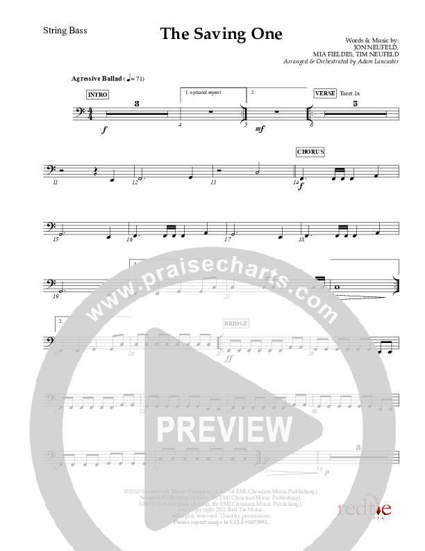 The Saving One Double Bass (Charles Billingsley / Red Tie Music)