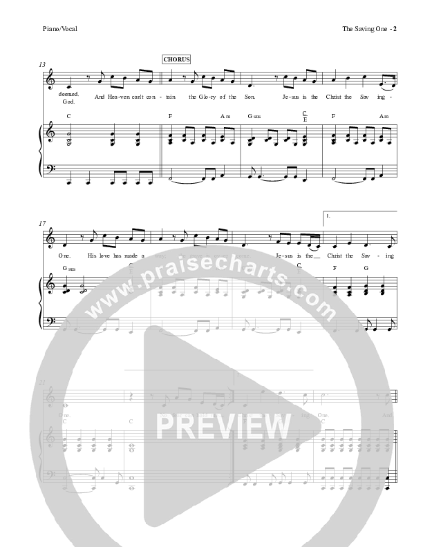 The Saving One Piano/Vocal (Charles Billingsley / Red Tie Music)