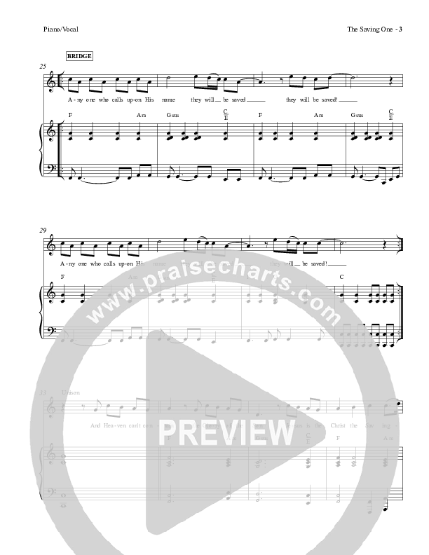 The Saving One Piano/Vocal (Charles Billingsley / Red Tie Music)